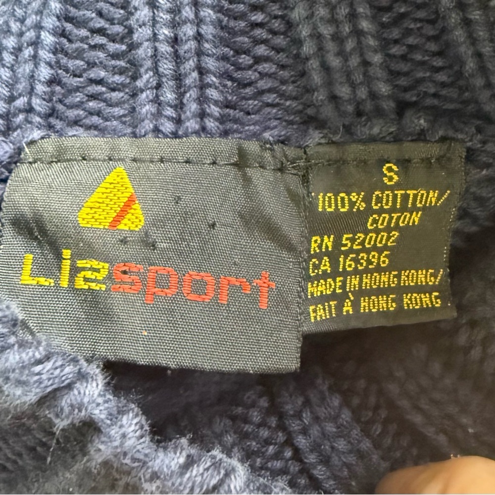 Liz Sport‎ vintage Navy and White Turtleneck Sweater S - Picture 2 of 8